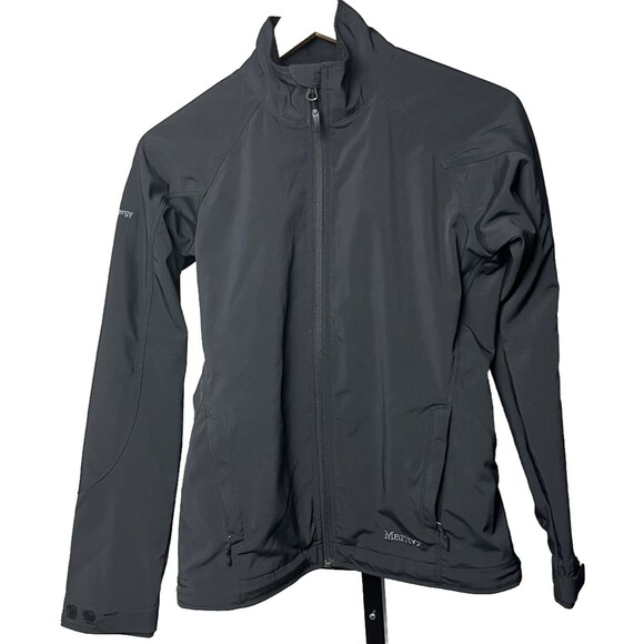 Marmot Jacket Soft Shell Full Zip Hand‎ & Inner Pockets Cinch Waist Women Small - Picture 1 of 7